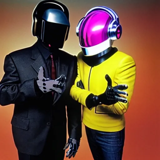 Prompt: Abbott and Costello meet Daft Punk