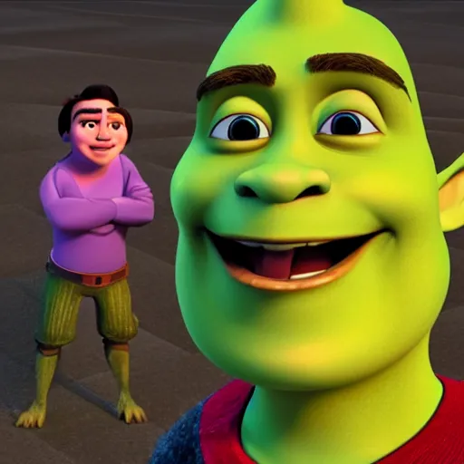 Prompt: Markiplier as a character in the movie Shrek, 3d render, 4k, detailed