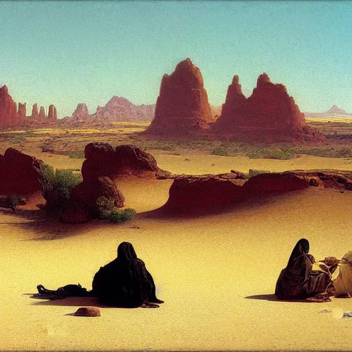 Prompt: painting of the desert by jean - leon gerome