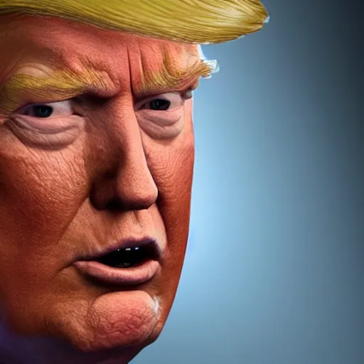 Prompt: a close up of Donald Trump, a character portrait by Pogus Caesar, cgsociety, afrofuturism, rendered in unreal engine, unreal engine 5, unreal engine,