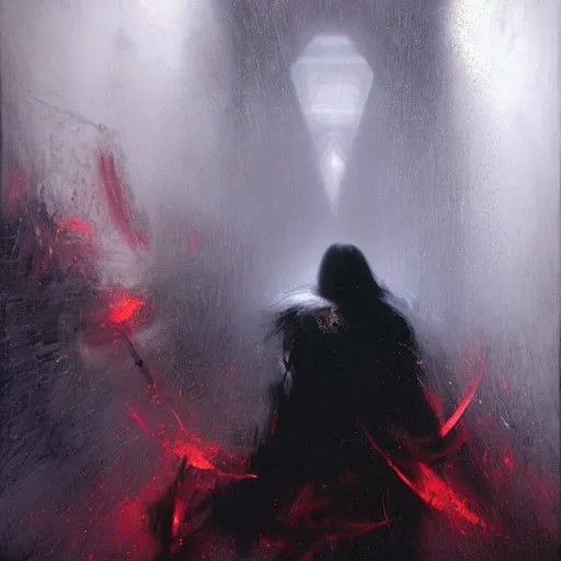 Image similar to a latino 1 5 year old boy with long black hair opens a dark portal to the void. dramatic. cinematic. detailed. sharp. photo realistic. realism. repin. phil hale. ruan jia