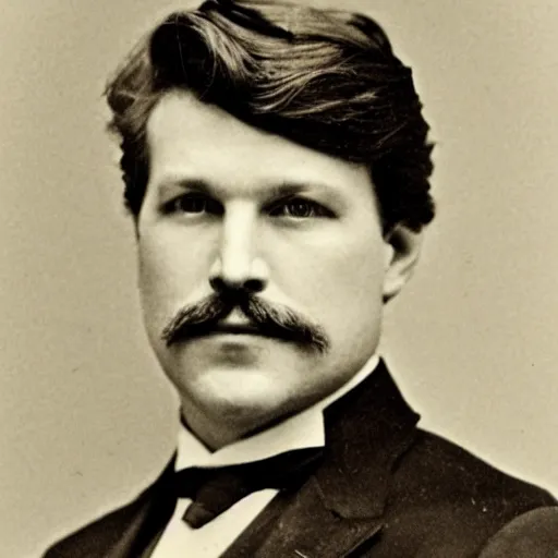 Prompt: a photograph of tucker carlson taken in 1 8 9 4