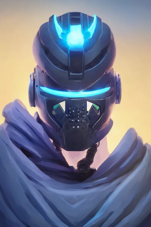 Image similar to epic mask helmet robot ninja portrait stylized as fornite style game design fanart by concept artist gervasio canda, behance hd by jesper ejsing, by rhads, makoto shinkai and lois van baarle, ilya kuvshinov, rossdraws global illumination radiating a glowing aura global illumination ray tracing hdr render in unreal engine 5