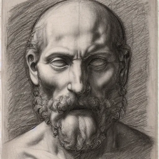 Image similar to unfinished study of mans face. michelangelo, early sixteenth century. red chalk on paper.