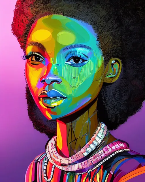 colorful character portrait of a black female hippie | Stable Diffusion ...