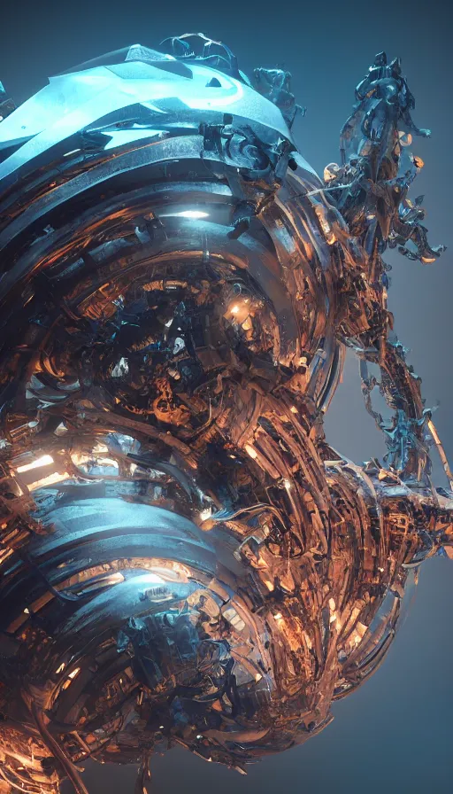 Prompt: summonic an futuristic biomechanical whale spirit, organic and robotic, made up of many bits of metal, skin, and plastic, shiny, cyberpunk, hyper realistic, octane render unreal engine render, 8k, super detailed