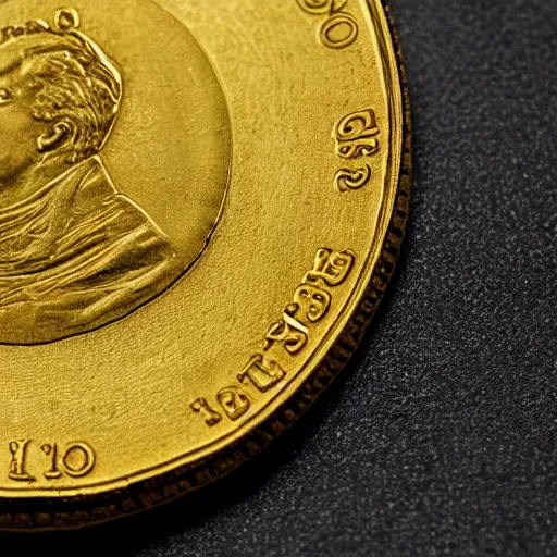 Image similar to close up photo of a gold coin, high detail, complex