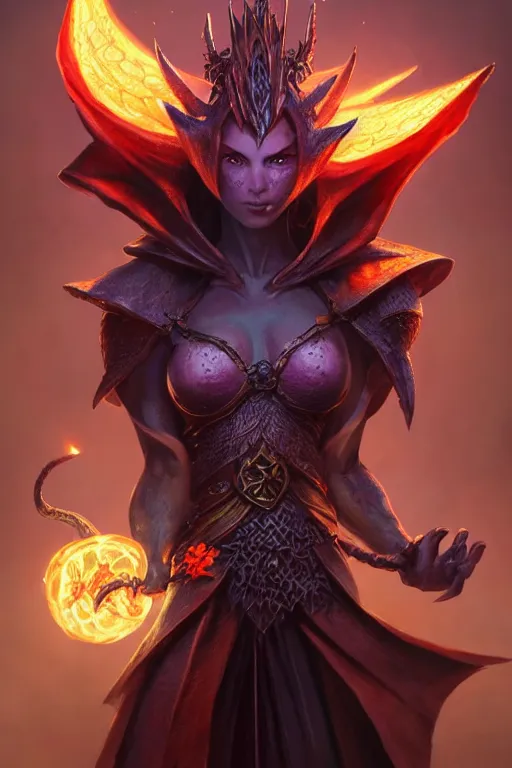 Image similar to epic dragon warlock character design, highly detailed, d & d, fantasy, highly detailed, digital painting, trending on artstation, concept art, sharp focus, illustration, global illumination, ray tracing, realistic shaded, art by artgerm and greg rutkowski and fuji choko and viktoria gavrilenko and hoang lap