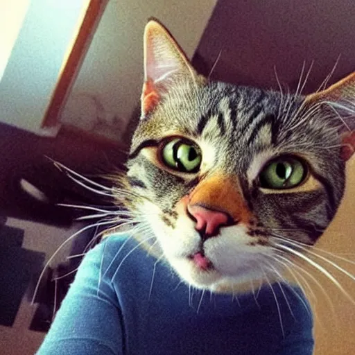 Image similar to selfie of a funny cat