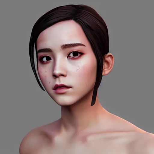 Image similar to textured film grain subsurface scattering korean fashion model face emma watson as a fortnite character cgsociety octane render unreal engine redshift render trending on artstation trending on artstation render blender behance cg superhero