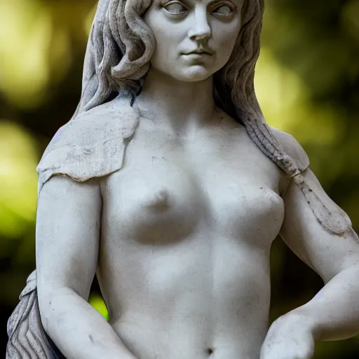 Image similar to a marmor statue of Mila Kunis by Michelangelo, Sigma 85 mm f/1.4