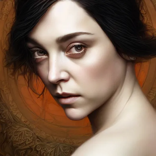 Image similar to tom bagshaw portrait, beautiful mix of natalie dormer and natalie portman in desert robes, black hair, professionally retouched, focus eyes, ultra realistic soft painting, insanely detailed linework, symmetrical accurate intricate features, behance, 8 k