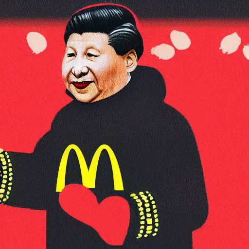 Image similar to xi jinping depicted as mcdonalds employee