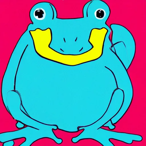 Prompt: a crying blue frog