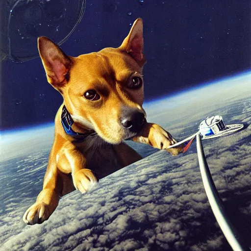 Image similar to dog sputnik, orbital photography, NASA collection