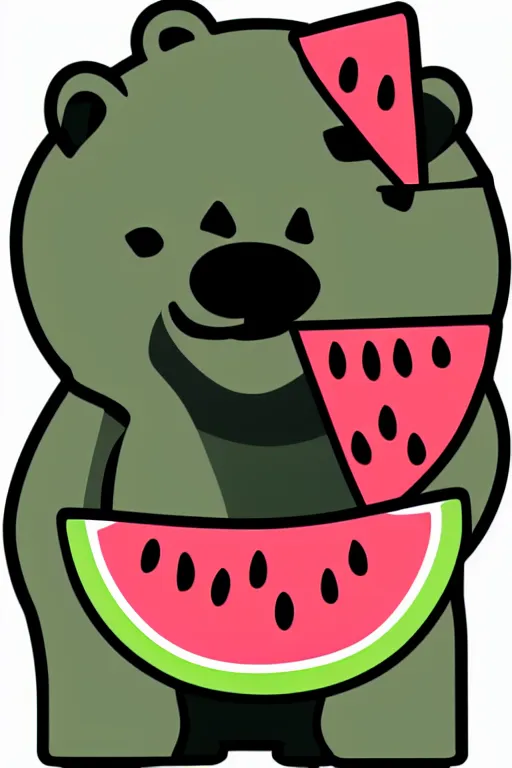 Image similar to Bear eating a watermelon, sticker, colorful, illustration, highly detailed, simple, smooth and clean vector curves, no jagged lines, vector art, smooth