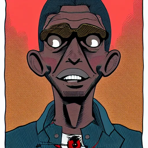 Image similar to a dark brown humanoid, hyper detailed, in the style of jamie hewlett and and jamie hewlett and jamie hewlett, selfie