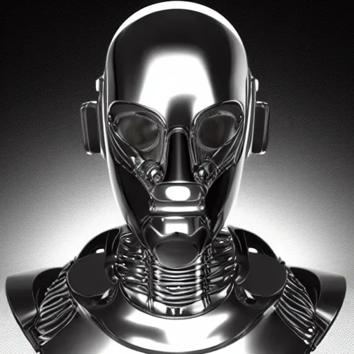 Image similar to chrome cyberpunk android mask, 8k, detailed, gothic, shiny, unreal engine,