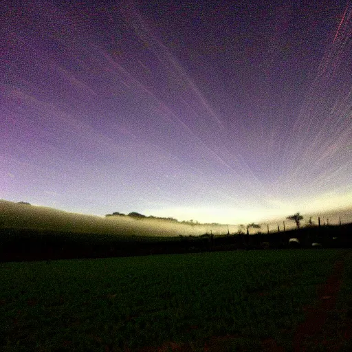 Prompt: A very low quality nokia picture with flash of a brazilian farm, surreal sky, night