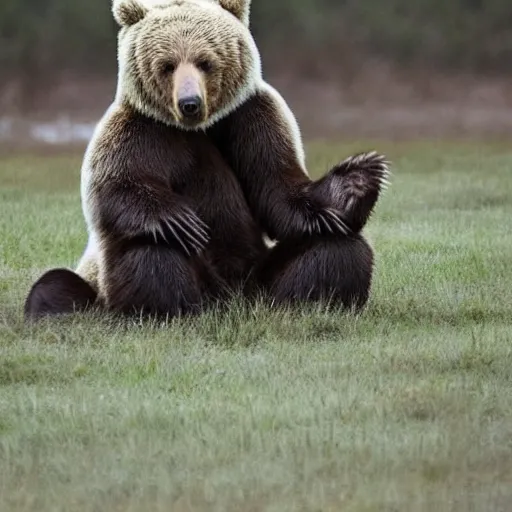 Prompt: a bear singing a very sad song