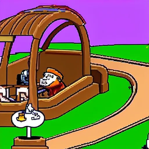 Image similar to george costanza in the video game putt putt saves the zoo