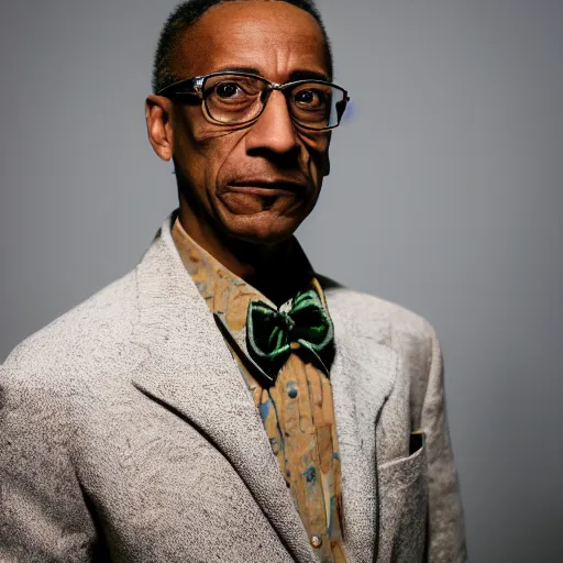 Prompt: portrait of gus fring with a mullet haircut, canon eos r 3, f / 1. 4, iso 2 0 0, 1 / 1 6 0 s, 8 k, raw, unedited, symmetrical balance, in - frame