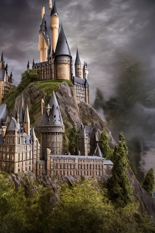 Prompt: a dslr photo of a hogwarts castle under attack, realistic, 4 k
