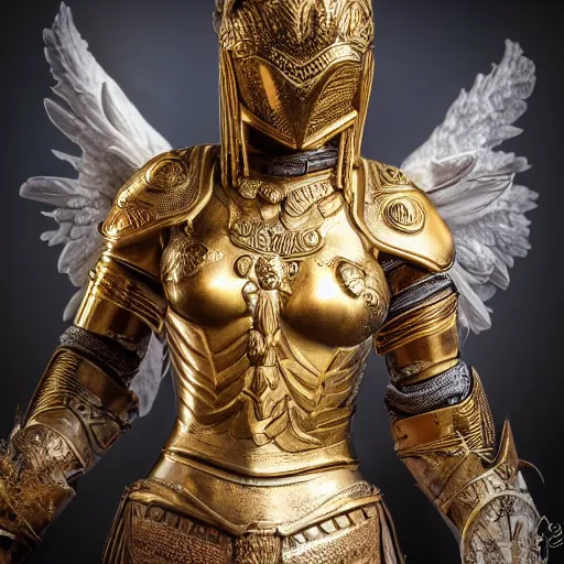 Image similar to beautiful angel warrior with ornate armour, highly detailed, 4k, HDR, smooth, sharp focus, hyper realistic, high resolution, award-winning photo