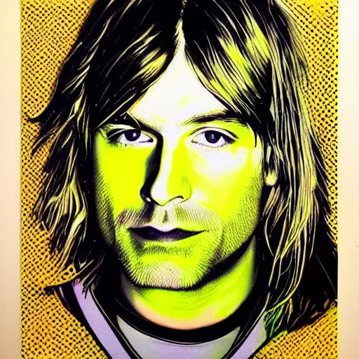 Image similar to kurt cobain op art,