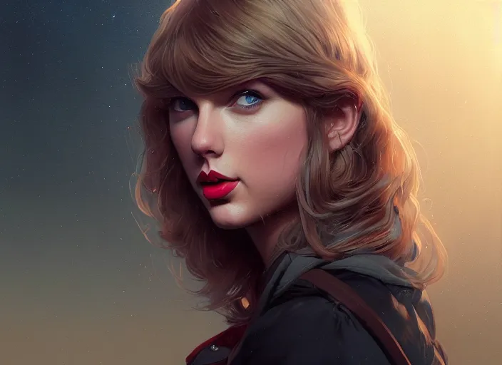 Image similar to highly detailed portrait of taylor swift, stephen bliss, unreal engine, art by greg rutkowski, loish, rhads, ferdinand knab, makoto shinkai and lois van baarle, ilya kuvshinov, rossdraws, tom bagshaw, global illumination, radiant light, detailed and intricate environment