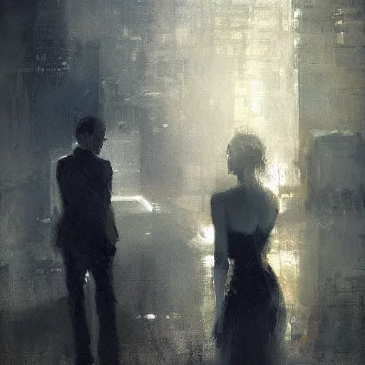 Image similar to contre - jour portrait of a young couple digital art by jeremy mann - triangle composition