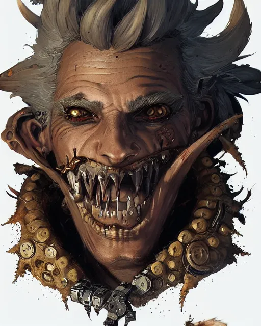 Prompt: junkrat from overwatch, character portrait, concept art, intricate details, highly detailed by greg rutkowski, michael whelan and gustave dore