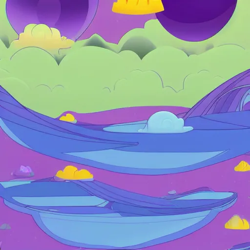 Prompt: purple floating island cartoon app background artwork, digital art, award winning