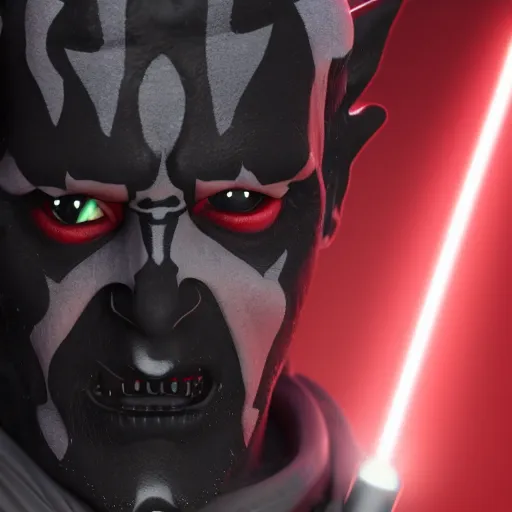 Image similar to realistic 8k render of darth maul as grogu