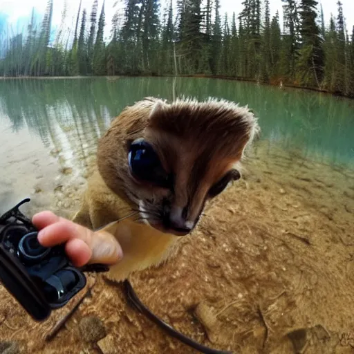 Image similar to beaver making a dam selfie with gopro camera