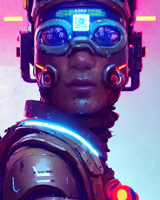 Image similar to soldier from apex legends, cyberpunk futuristic neon. decorated with traditional japanese ornaments by ismail inceoglu dragan bibin hans thoma greg rutkowski alexandros pyromallis nekro rene maritte illustrated, perfect face, fine details, realistic shaded, fine - face, pretty face