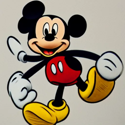 Prompt: early sketch of mickey mouse