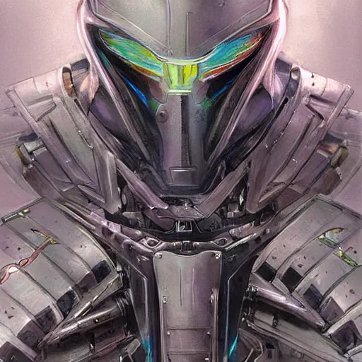 Image similar to a simple concept art portrait of an amazingly designed robot with sleek modern armor. an award winning yoshitaka amano digital art poster color painting. a masterpiece by james gurney. poster colour on canvas.