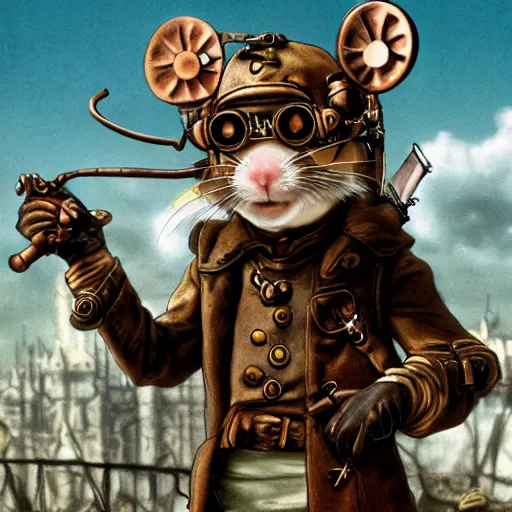 Image similar to a rat with steampunk googles, from Berserk