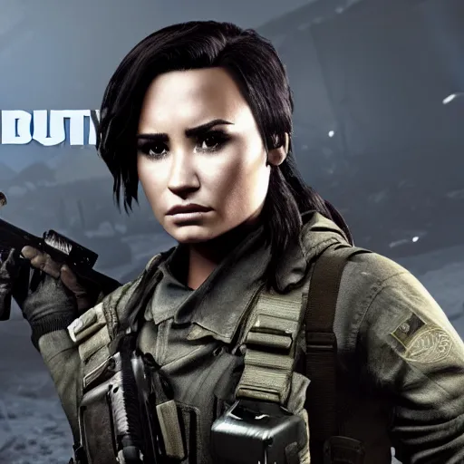 Image similar to Demi Lovato in Call of Duty, 4k