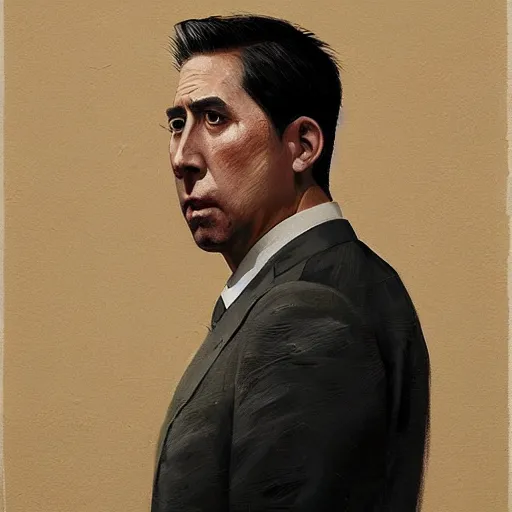 Prompt: hyper realistic, portrait of japanese : : 2 michael scott, epicanthal fold, painted by greg rutkowski