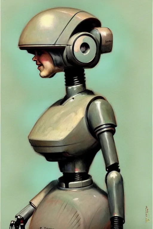 Image similar to ( ( ( ( ( 1 9 5 0 s retro future robot android maid. muted colors. ) ) ) ) ) by jean - baptiste monge!!!!!!!!!!!!!!!!!!!!!!!!!!!!!!