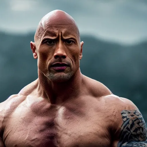 Image similar to cinematic still of dwayne johnson as samurai