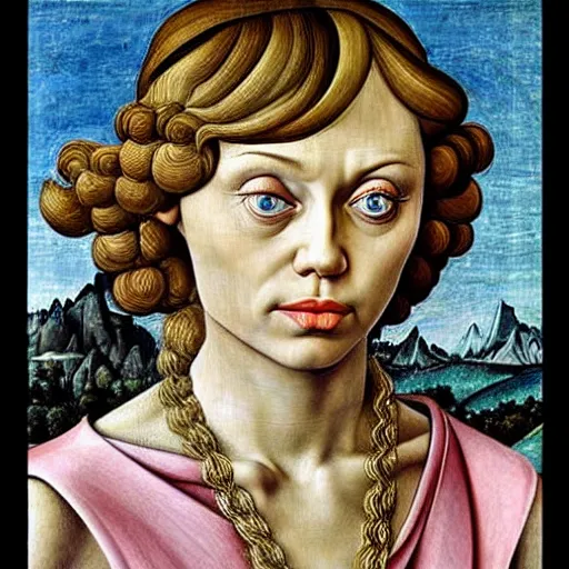 Image similar to miley cyrus as gollum, elegant portrait by sandro botticelli, detailed, symmetrical, intricate