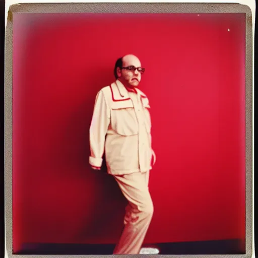 Image similar to polaroid george costanza as in red communist clothing, 1 9 7 0 s, colored, by nan goldin