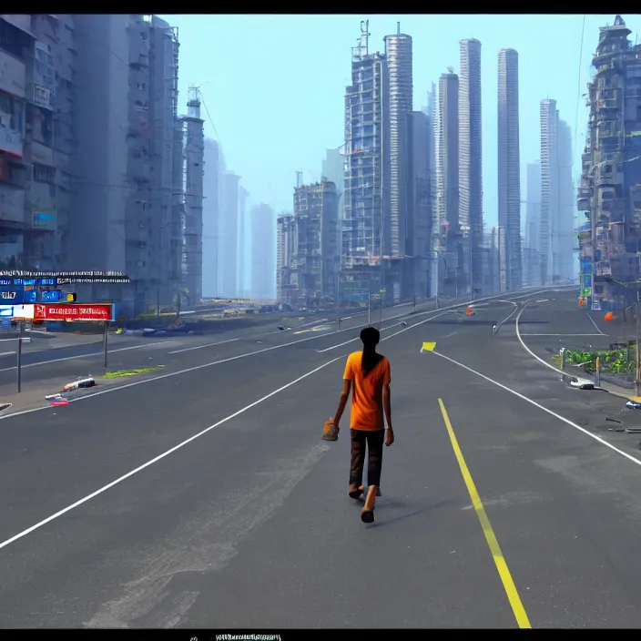 Image similar to clean streets of mumbai in 2 0 7 0, cyberpunk, futuristic, high fidelity, uncompressed png