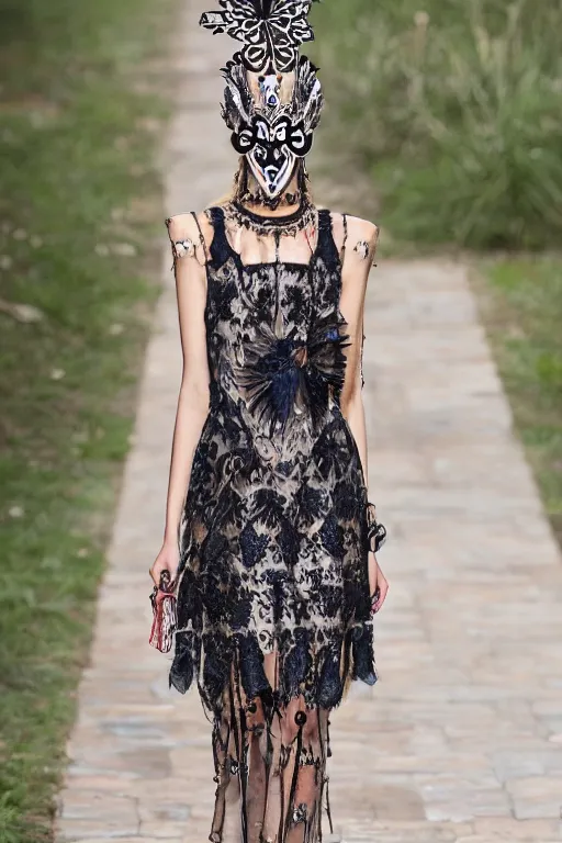 Image similar to valentino resort ss 2 0 1 6 dress with ornate mask headpiece