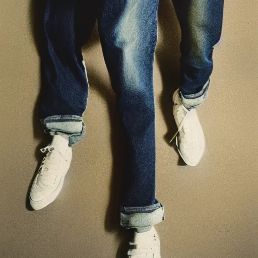 Image similar to realistic! photo of a balenciaga jeans, color film photography, 35mm