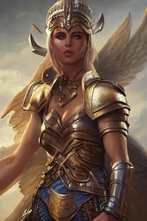 Image similar to amazon valkyrie athena, d & d, fantasy, portrait, highly detailed, headshot, digital painting, trending on artstation, concept art, sharp focus, illustration, art by artgerm and greg rutkowski and magali villeneuve