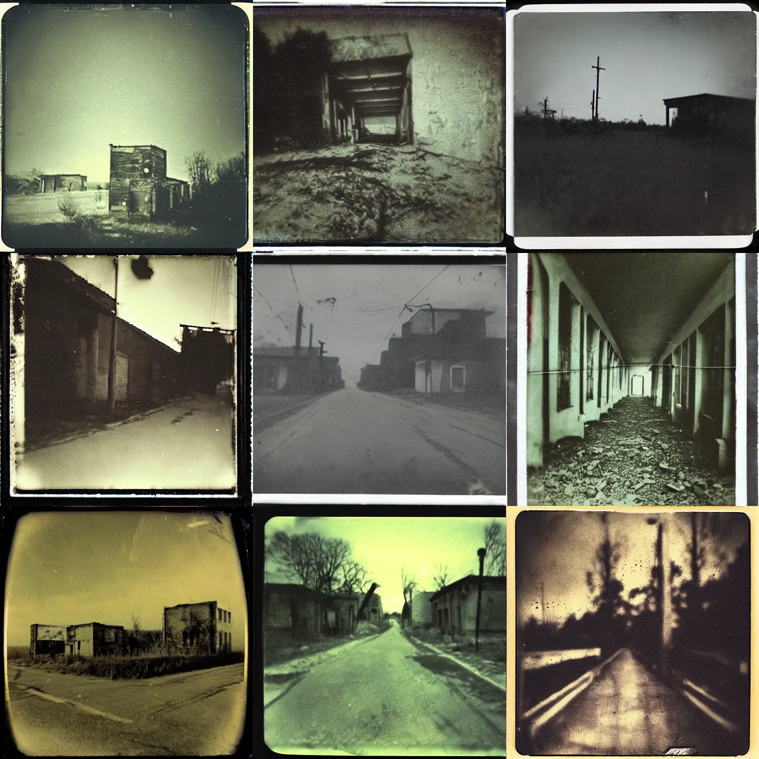 Prompt: liminal dreamcore vintage photo of an abandoned rural city, grainy polaroid